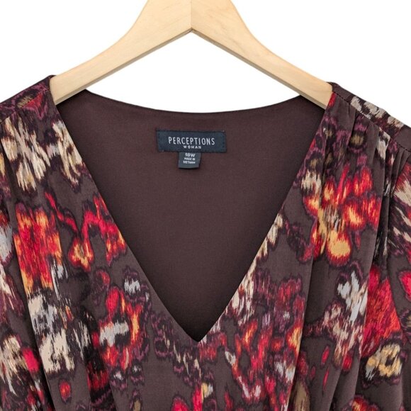 Perceptions Woman Maxi Dress Multicolor Floral Short Sleeve V Neck Size 18W - Picture 5 of 11